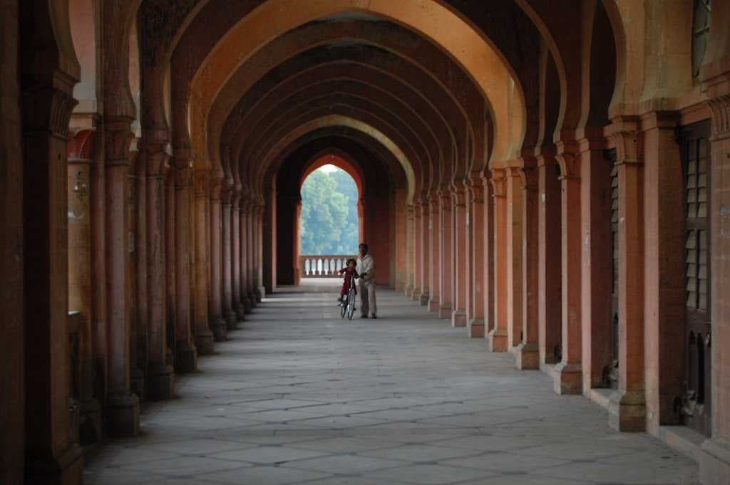 Inside the university.