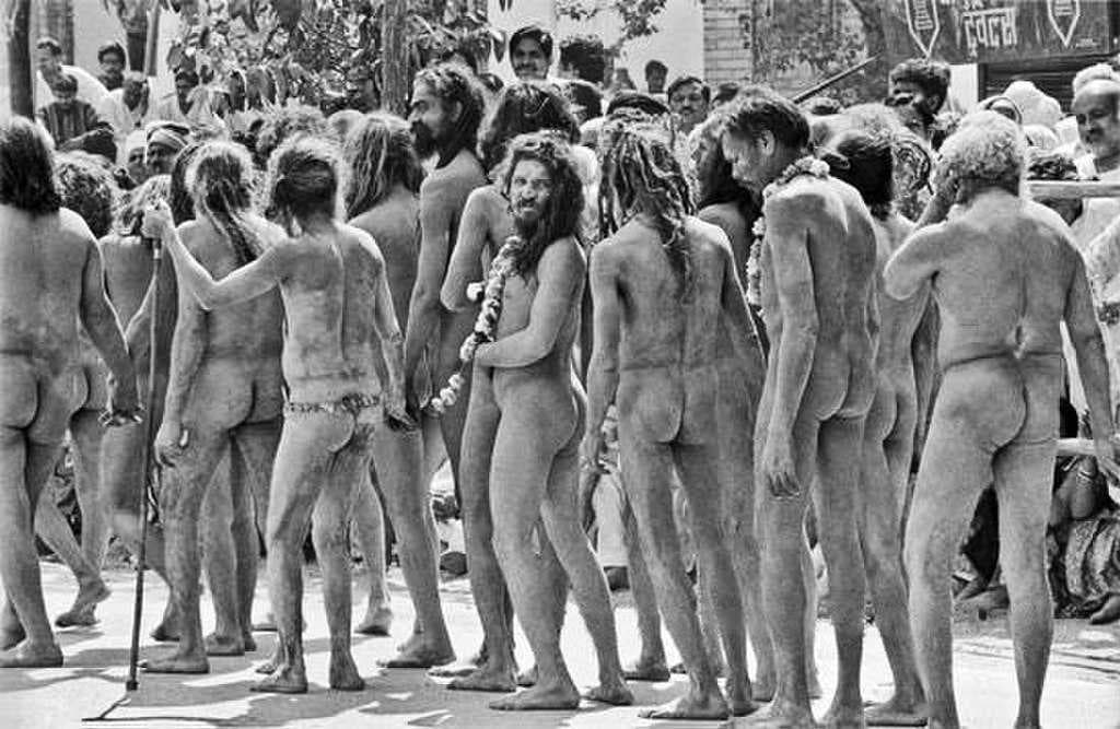 Naga sadhu procession at Kumbh Mela, c. 1998.