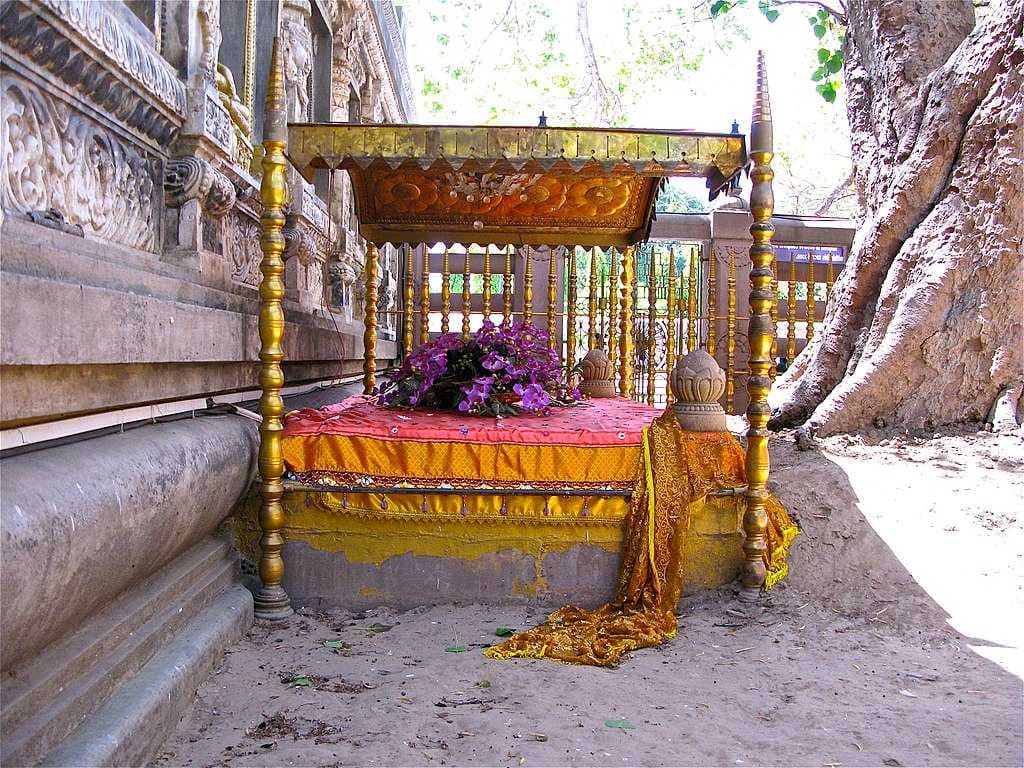 The Diamond throne or Vajrashila, where the Buddha sat under the Bodhi Tree in Bodh Gaya