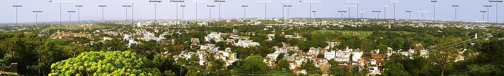 A panoramic view of the city of Chennai as seen from the top of St. Thomas Mount