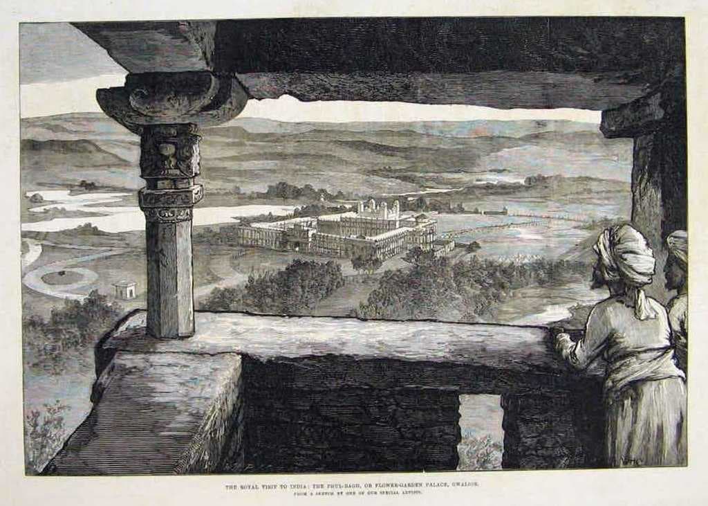 The view of scindia palace from the fort