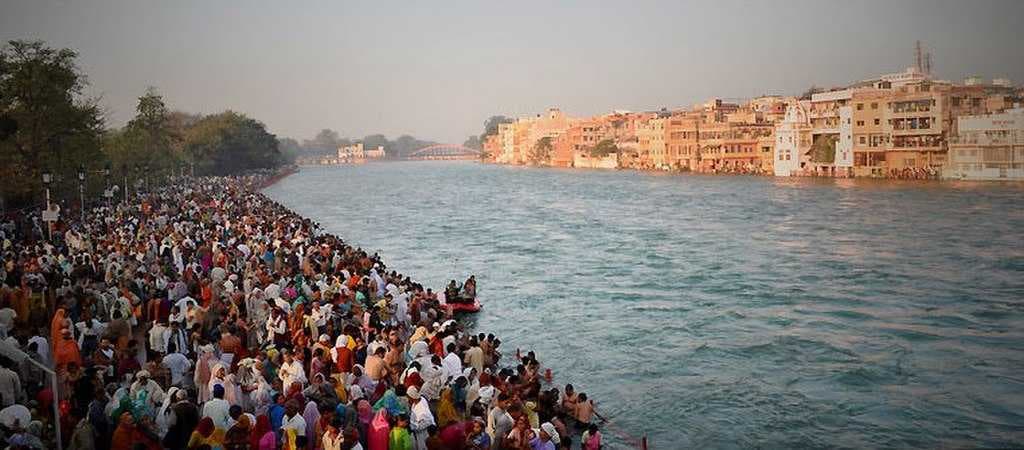 Bathing ghat on the Ganges during the 2010 Kumbh Mela