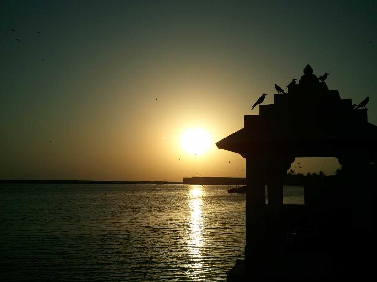 Sunset View of Gita Mandir Located On Triveni Ghat