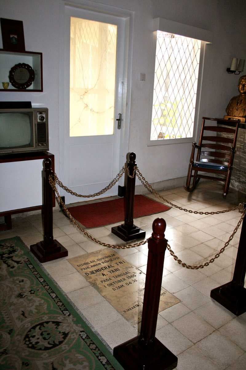 A plaque marking the place where Ahmad Yani was shot in 1965