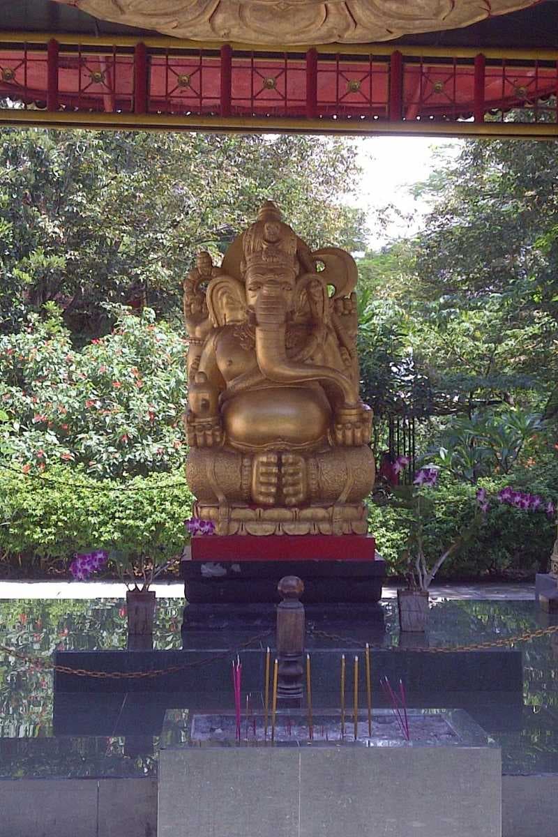 The altar of man-sized Ganesha statue, used also by Hindus