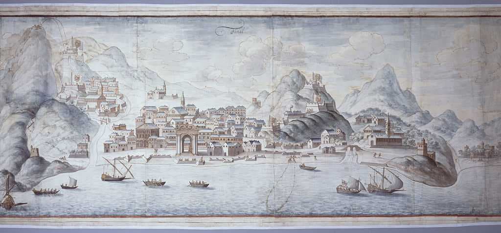 Map of Finale with the town wall, 17th century.