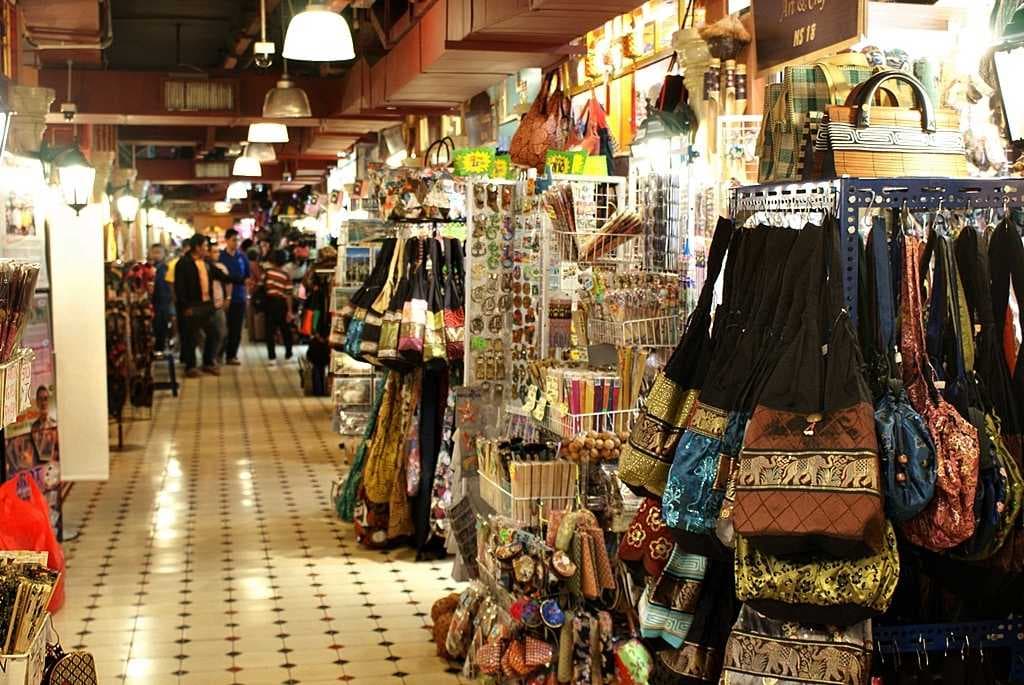 The line of stalls at Pasar Seni