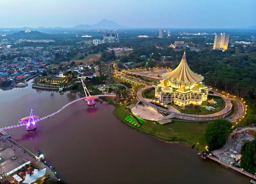 Aerial View of Kuching City, Malaysia