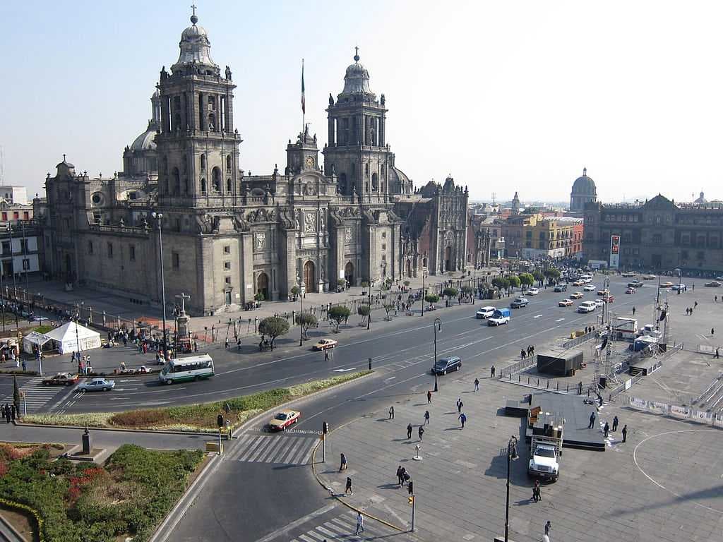 The Mexico City Metropolitan Cathedral was built by the Spaniards over the ruins of the main Aztec temple