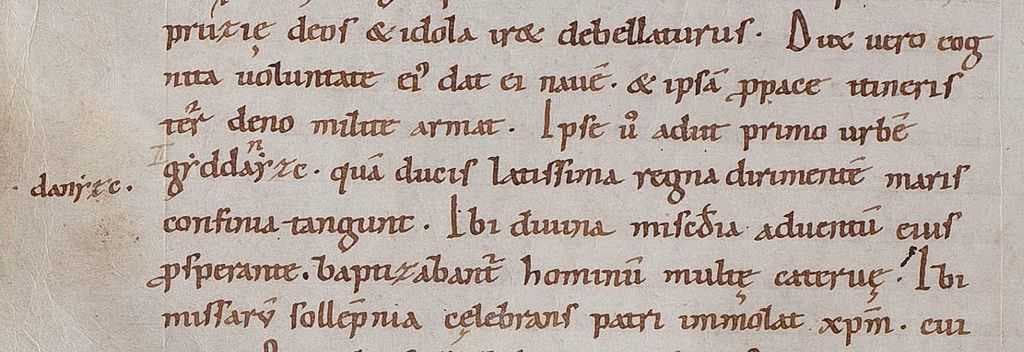 A manuscript fragment featuring gyddanyzc