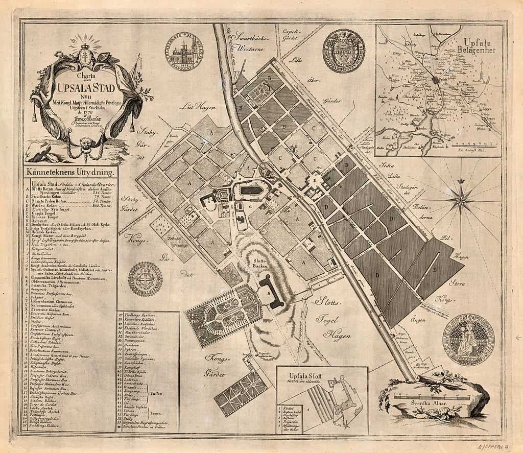 Map of Uppsala from 1770