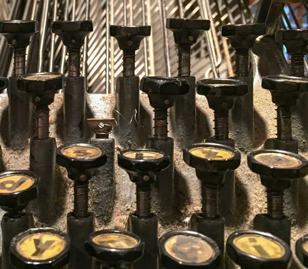 Typing machine on display in papiermuehle.