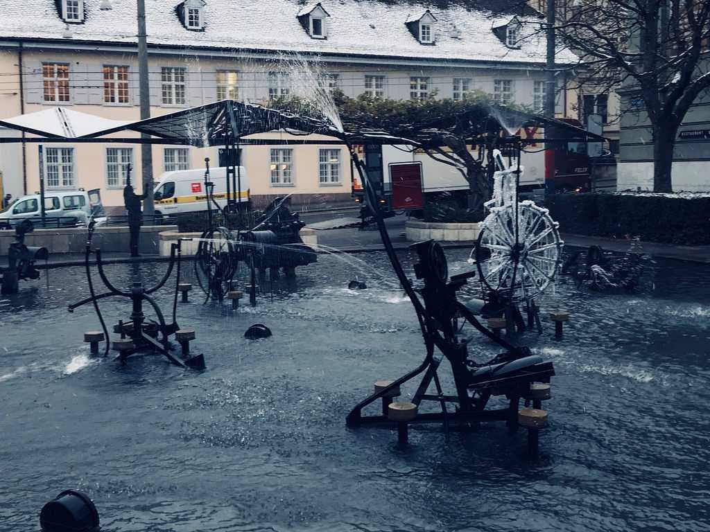 The fountain during winter.