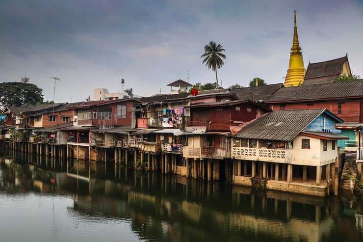 The stunning landscape of Chantaboon Water Community during the evening hours in Chanthaburi, Thailand