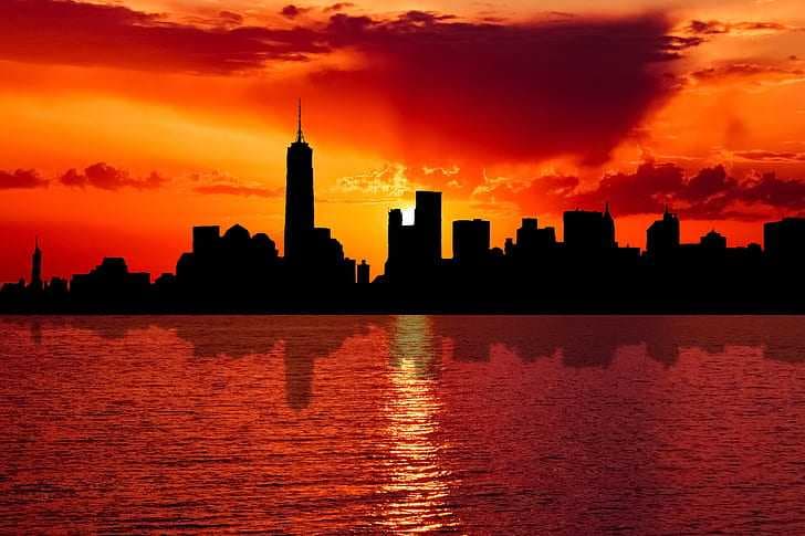 Sunset in New York Skyline