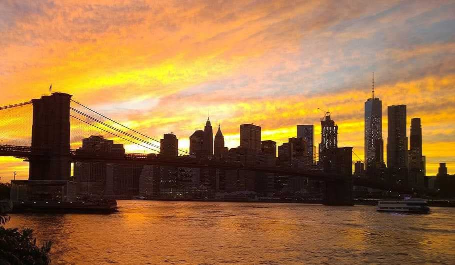 Sunset in New York Skyline