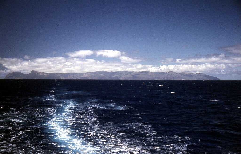 Looking back at the island from the RMS St Helena
