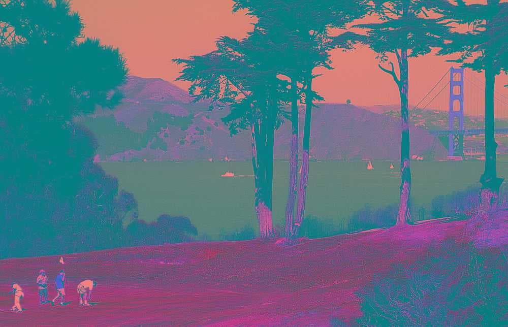 View of the Golden Gate Bridge from Golden Gate Park Golf Course